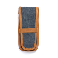 Blue Canvas & Brown Leather Single Watch Pouch - HGP - Dive Watches