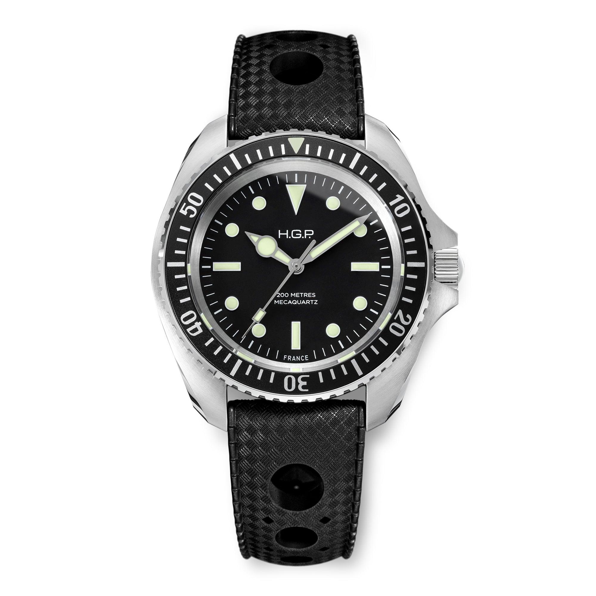 HGP (Hommes Grenouilles de Paris) Diver 200M Mecaquartz - Black
