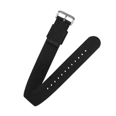 Bracelet nylon noir une pièce & boucle acier