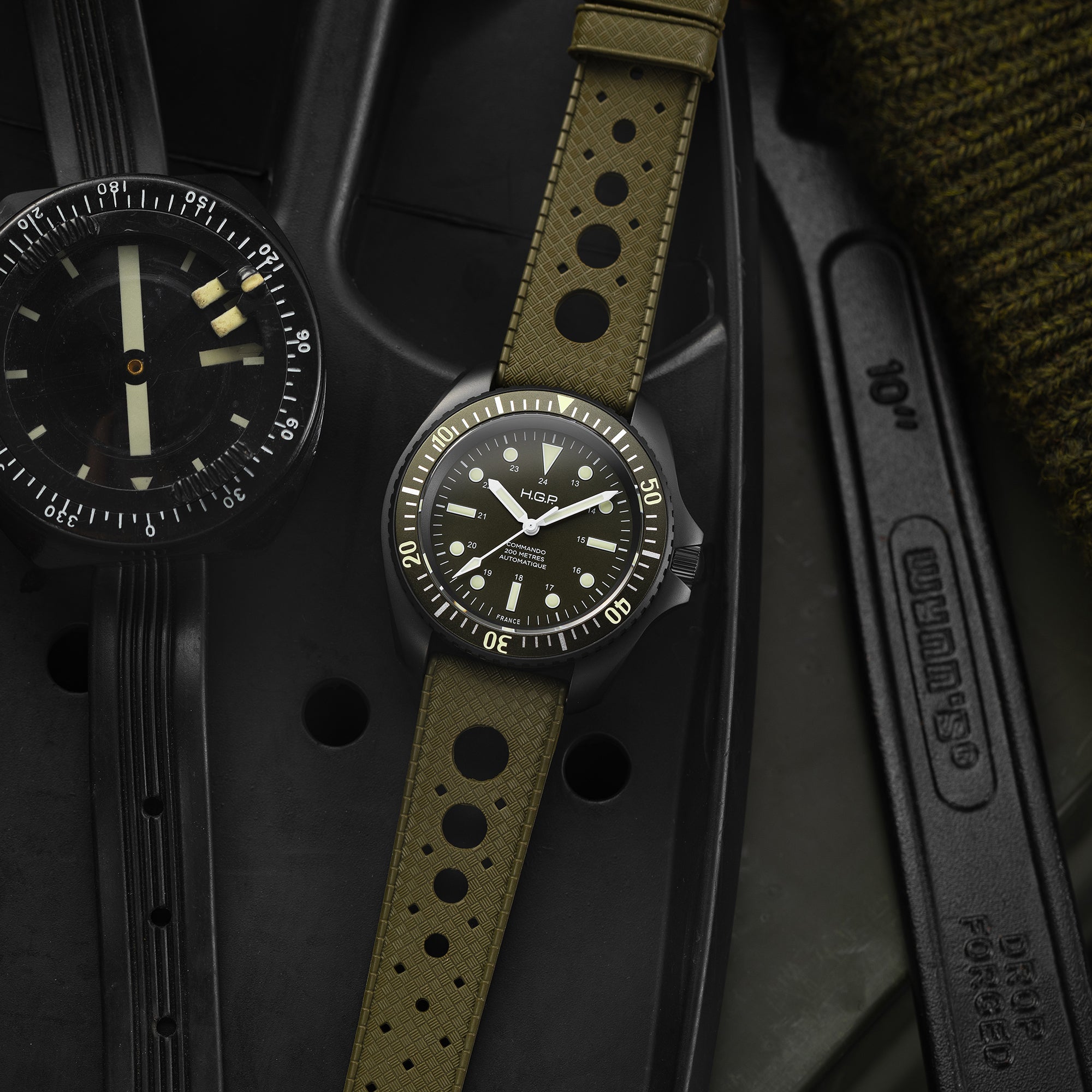 Diver 200M Automatic Commando Diving Watch - Green & Black PVD