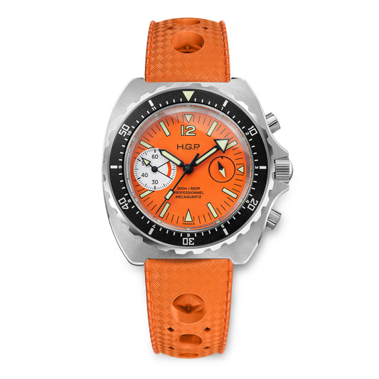 Diver 200M Chrono-Mecaquartz - Quadrante Arancione - Lunetta Nera