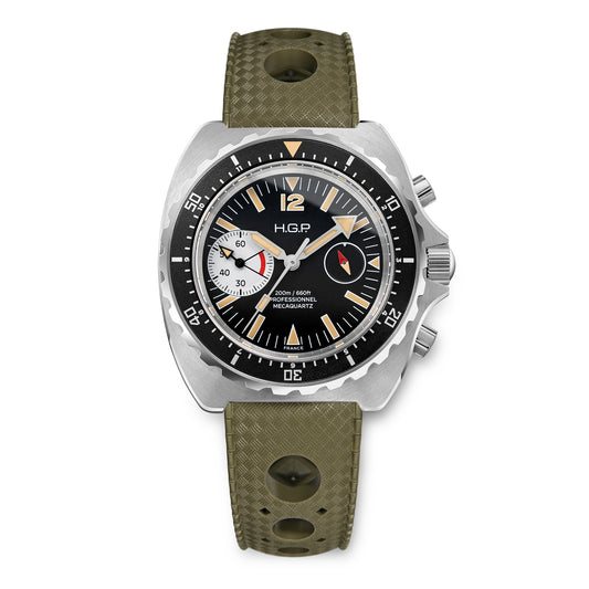 Chronographe Diver 200M Chrono-Mecaquartz – Vintage, Big-Eye Noir et Blanc