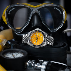 Montre de plongée Diver 200M Mecaquartz - Jaune