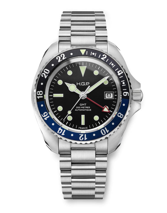 Diver GMT 200M Automatic Diving Watch - Blue & Black 