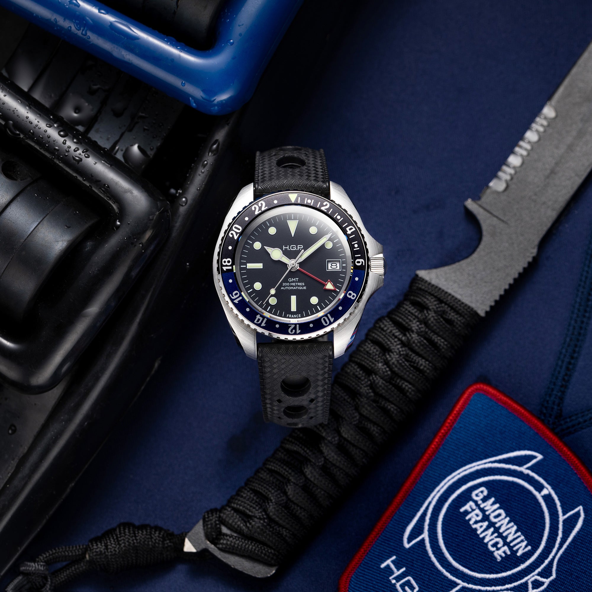 Montre de plongée automatique Diver GMT 200M - Noir & Bleu 