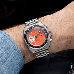 Diver 200M Chrono-Mecaquartz - Orange Dial & White Big-Eye Chronograph