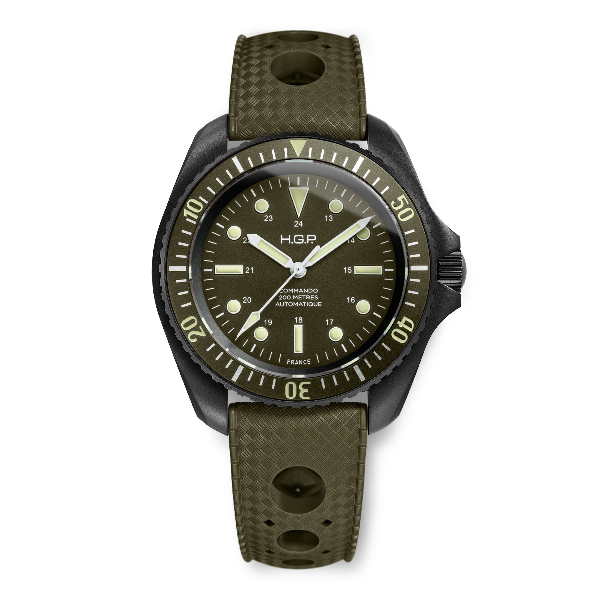 Diver 200M Automatic Commando Diving Watch - Green & Black PVD – HGP - Dive Watches