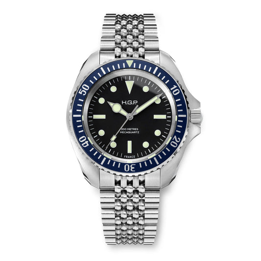 Diver 200M Mecaquartz Bracelet Diving Watch - Blue - HGP - Dive Watches