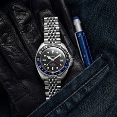 Diver GMT 200M Automatic Bracelet Diving Watch - Blue & Black 
