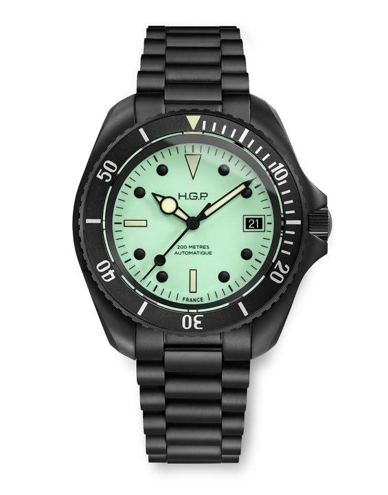 Night Diver 200M Automatic Full Lume Dial & Black PVD Case Diving Watch