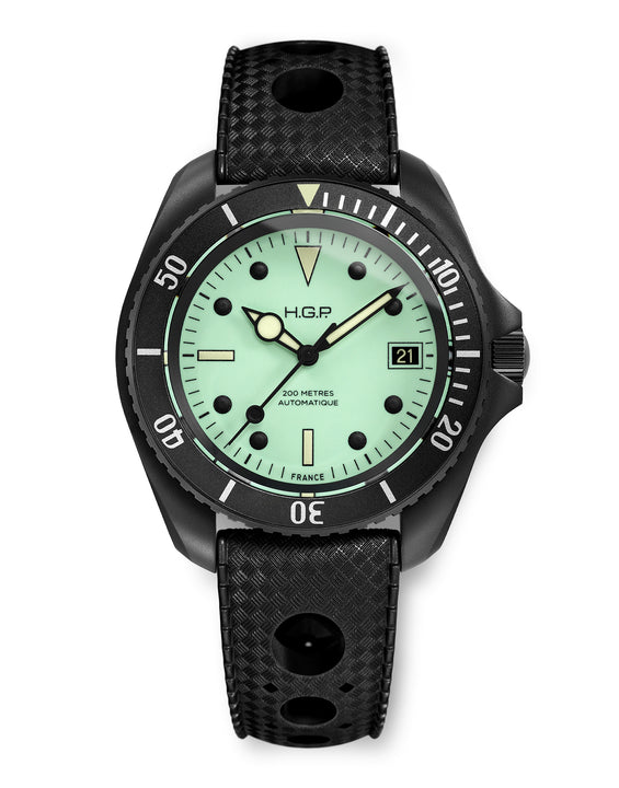 Night Diver 200M Automatic Full Lume Dial & Black PVD Case Diving Watch