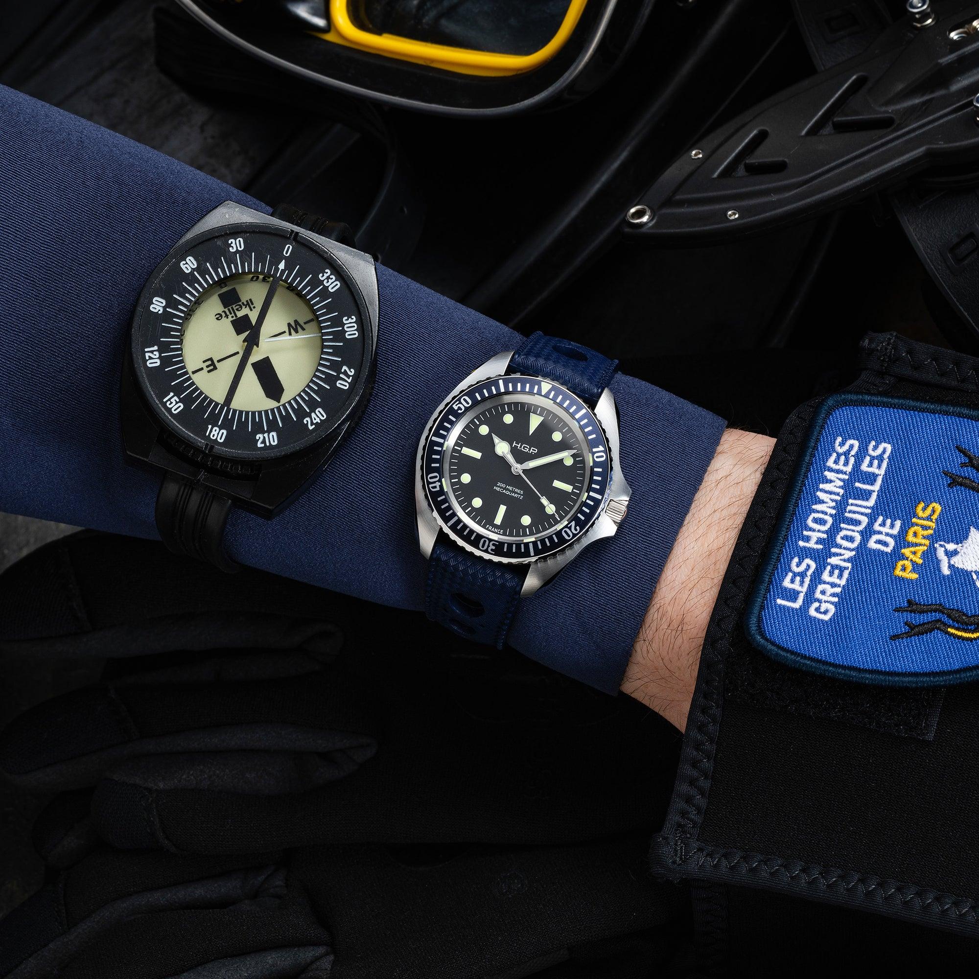 Diver 200M Mecaquartz Diving Watch - Blue - HGP - Dive Watches