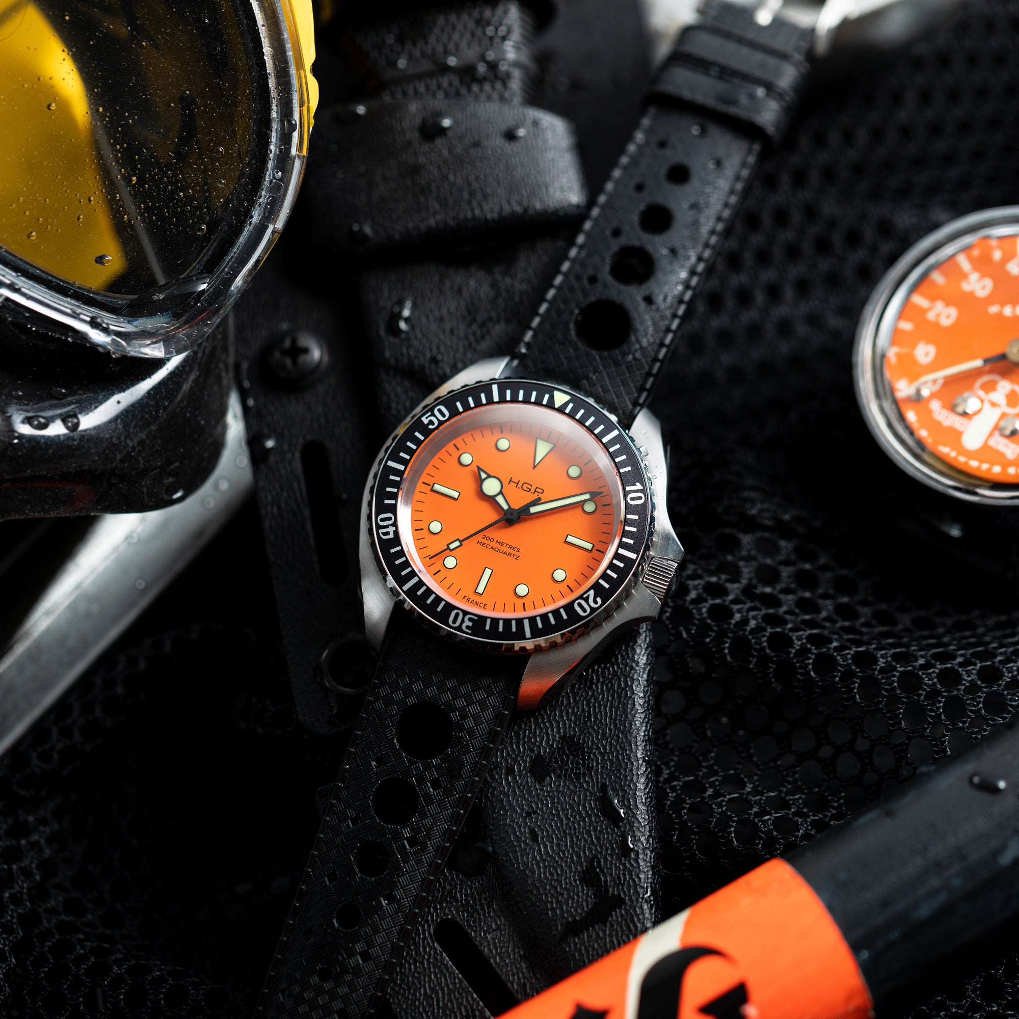 Diver 200M Mecaquartz Diving Watch - Orange – HGP - Dive Watches