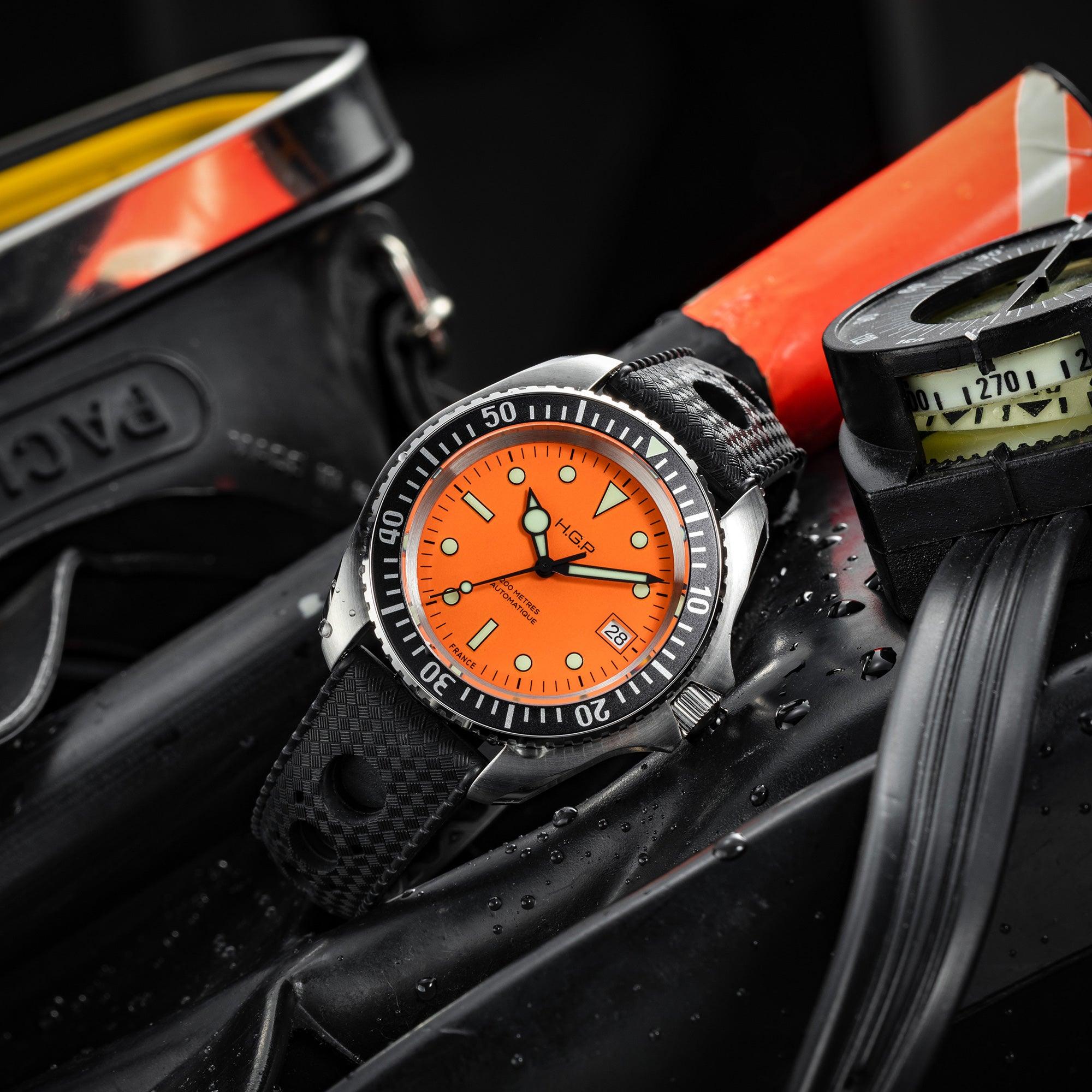 Diver 200M Automatic Diving Watch - Orange - HGP - Dive Watches