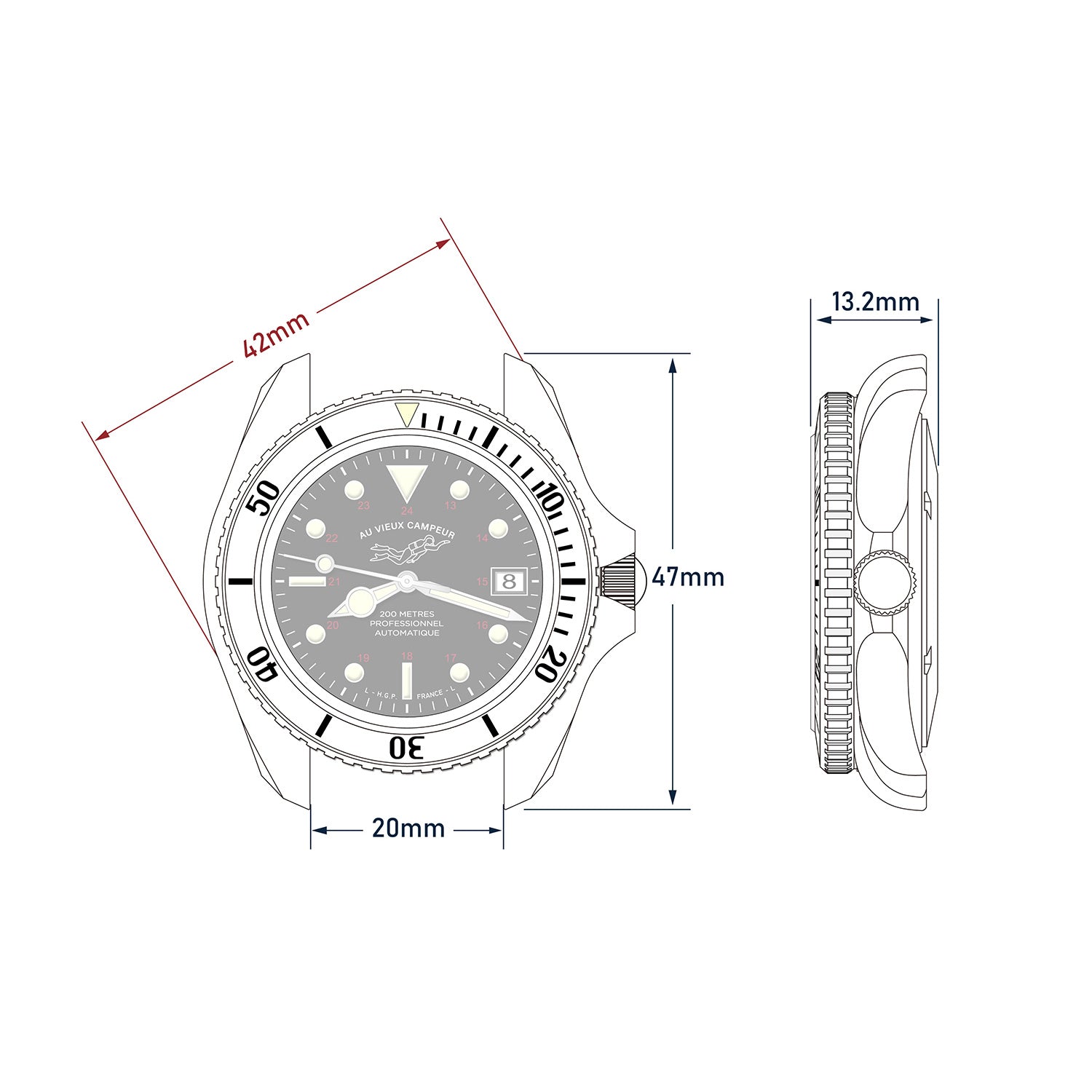 Montre de plongée Diver 200M Automatic - Édition Spéciale Au Vieux Campeur