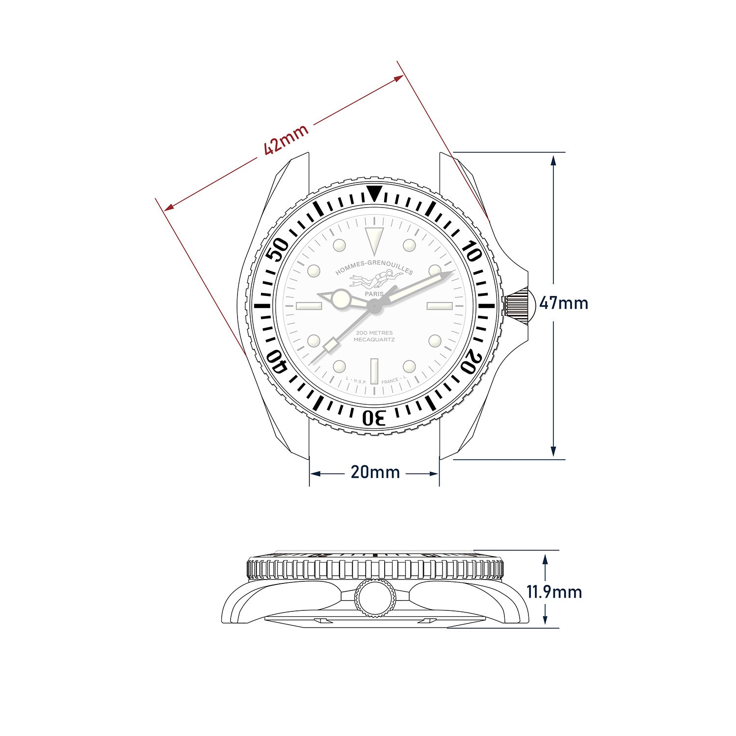 Montre de plongée Diver 200M Mecaquartz - Jaune