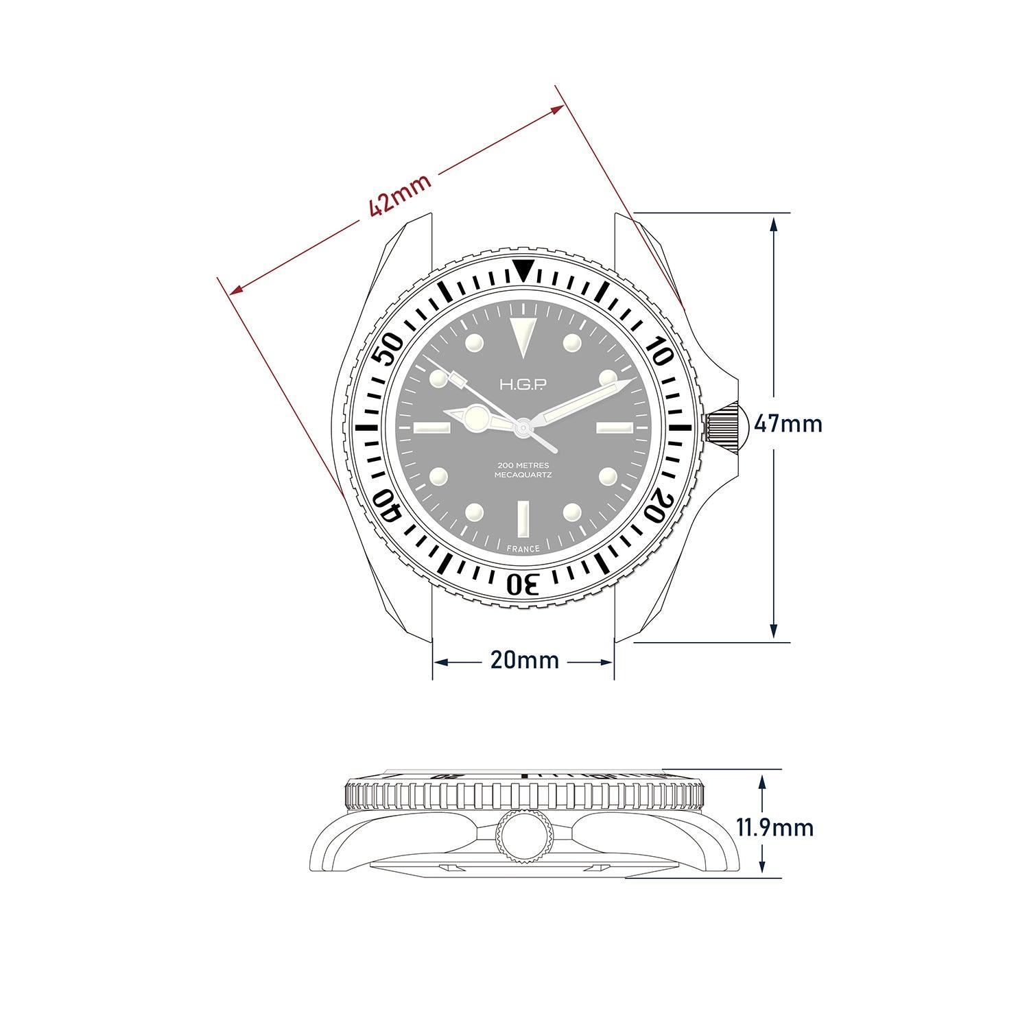 Diver 200M Mecaquartz Diving Watch - Blue - HGP - Dive Watches