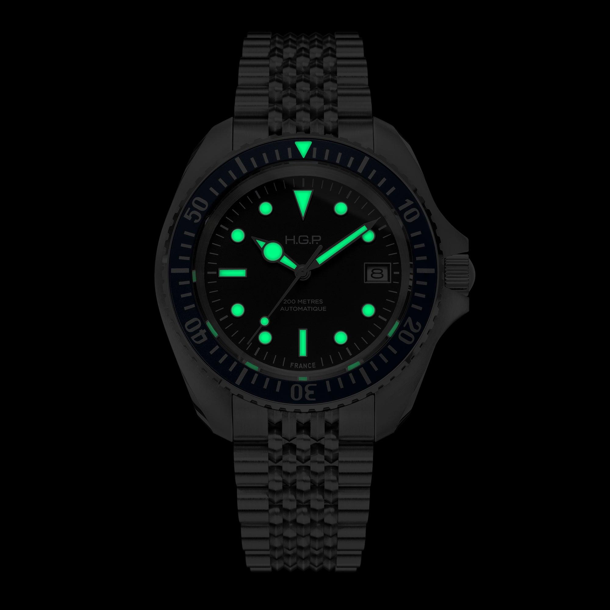 Diver 200M Automatic Bracelet Diving Watch - Blue - HGP - Dive Watches