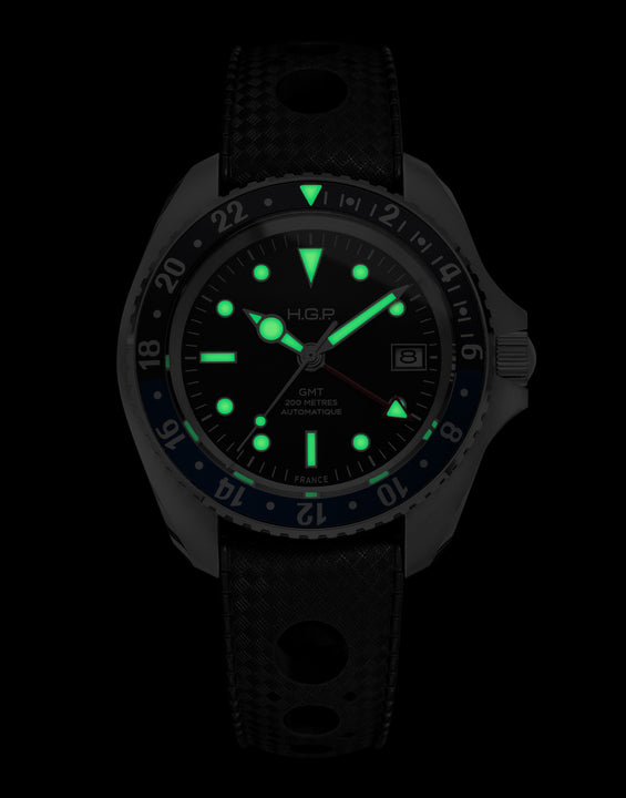 Diver GMT 200M Automatic Diving Watch - Blue & Black 